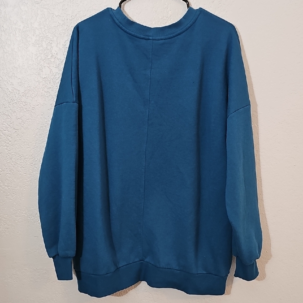 Zenana Outfitters Teal Crew Neck Sweater With Pockets Womens 2X - Picture 7 of 9